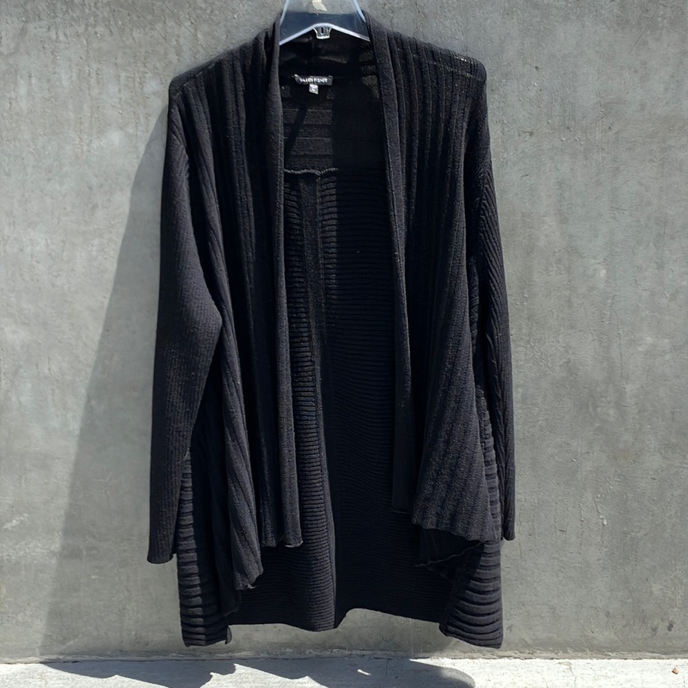 Textured Eileen Fisher Wool Black Long Sweater size XL